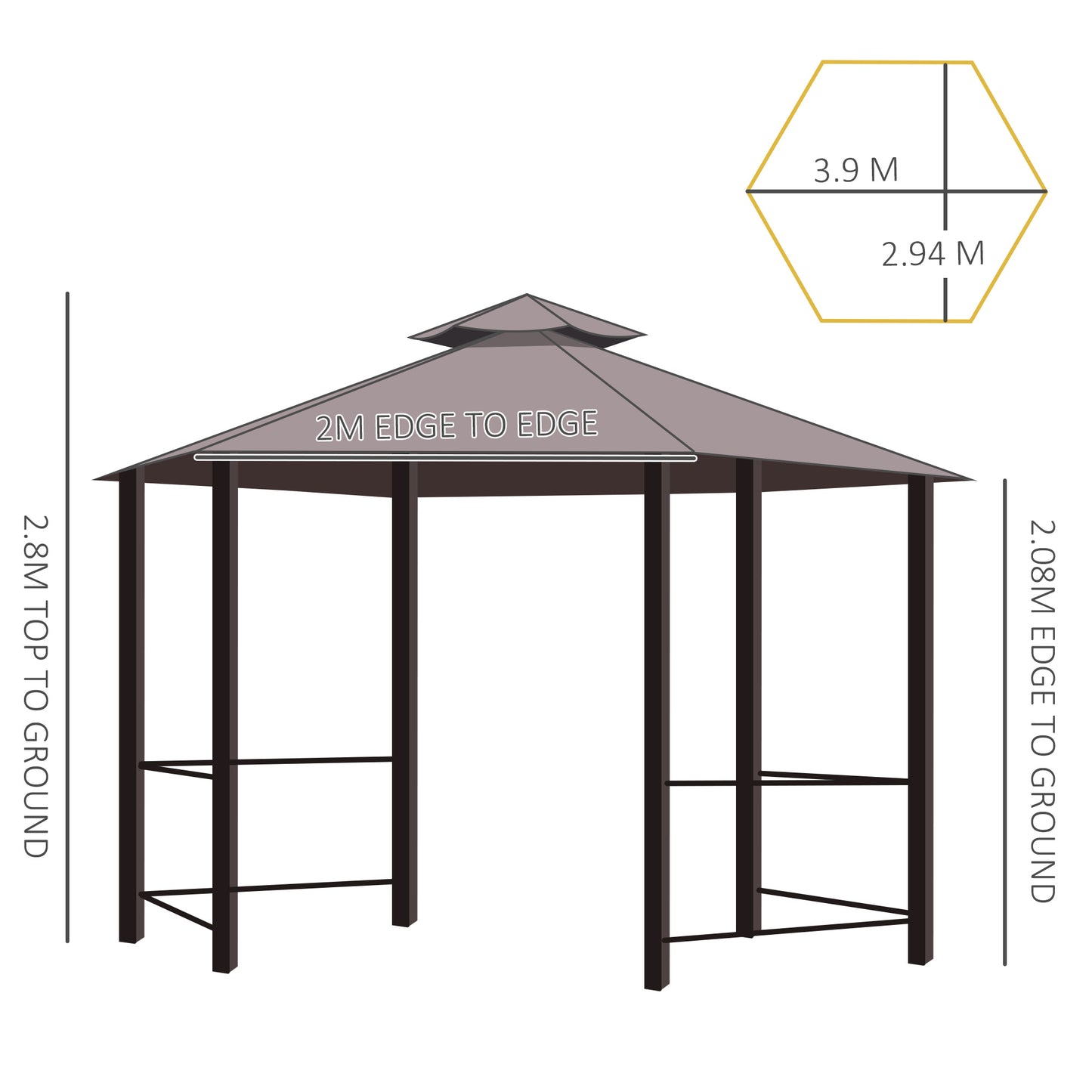 3 x 3(m) Hexagon Gazebo Patio Canopy Party Tent Outdoor Garden