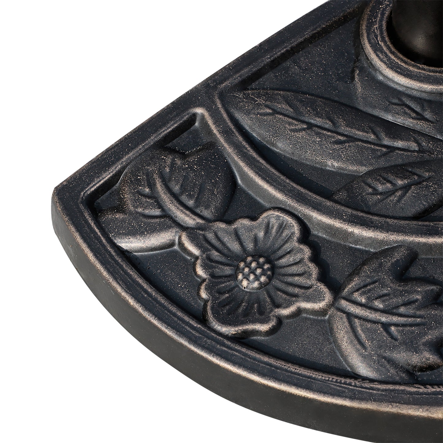 9kg Resin Parasol Base, Half Round Umbrella Stand with Floral Design