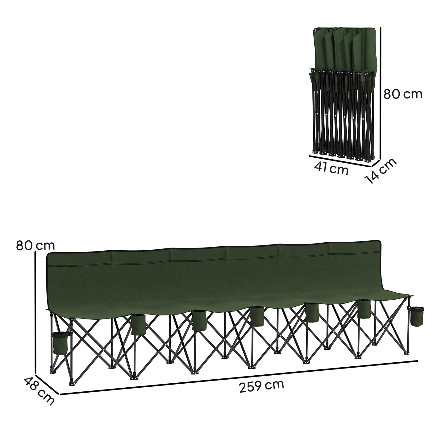 6 Seater Folding Camping Chair with Cup Holder & Carry Bag
