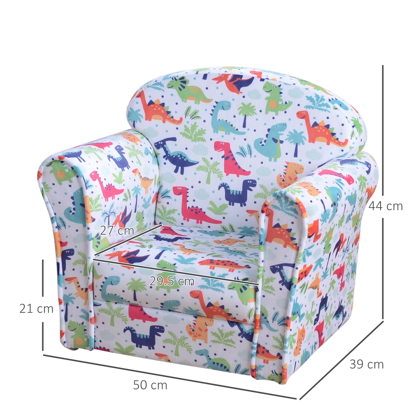 Children's Armchair Flannel Kids Sofa Tub Chair Cartoon Dinosaur
