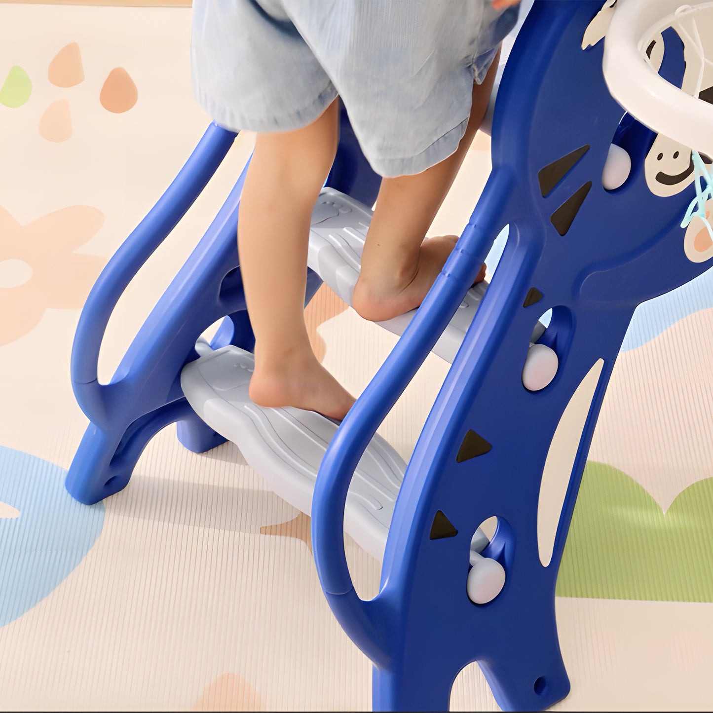 3 in 1 Baby Slide for Indoor Use with Climber, Basketball Hoop