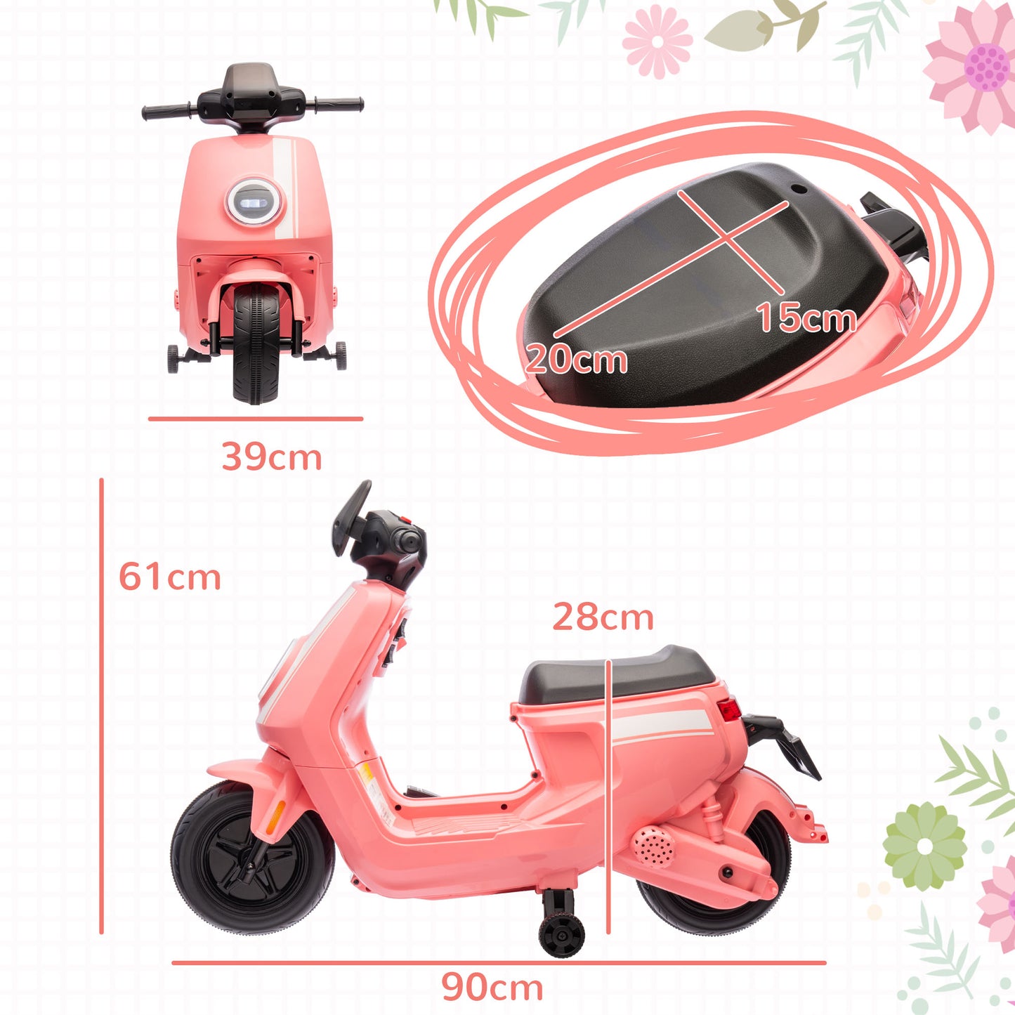 6V Ride on Motorbike, Kids Electric Motorbike w/ Headlights, Music