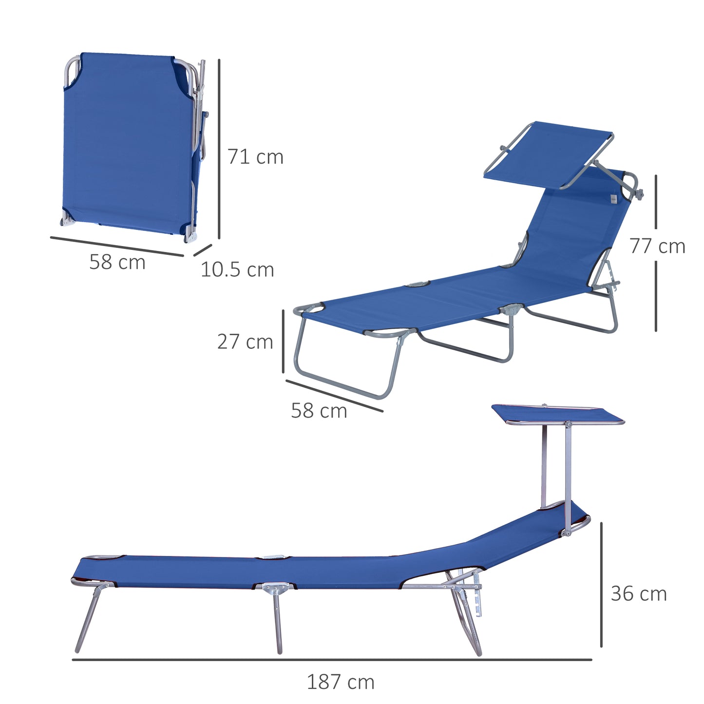 2 Pieces Outdoor Foldable Sun Lounger