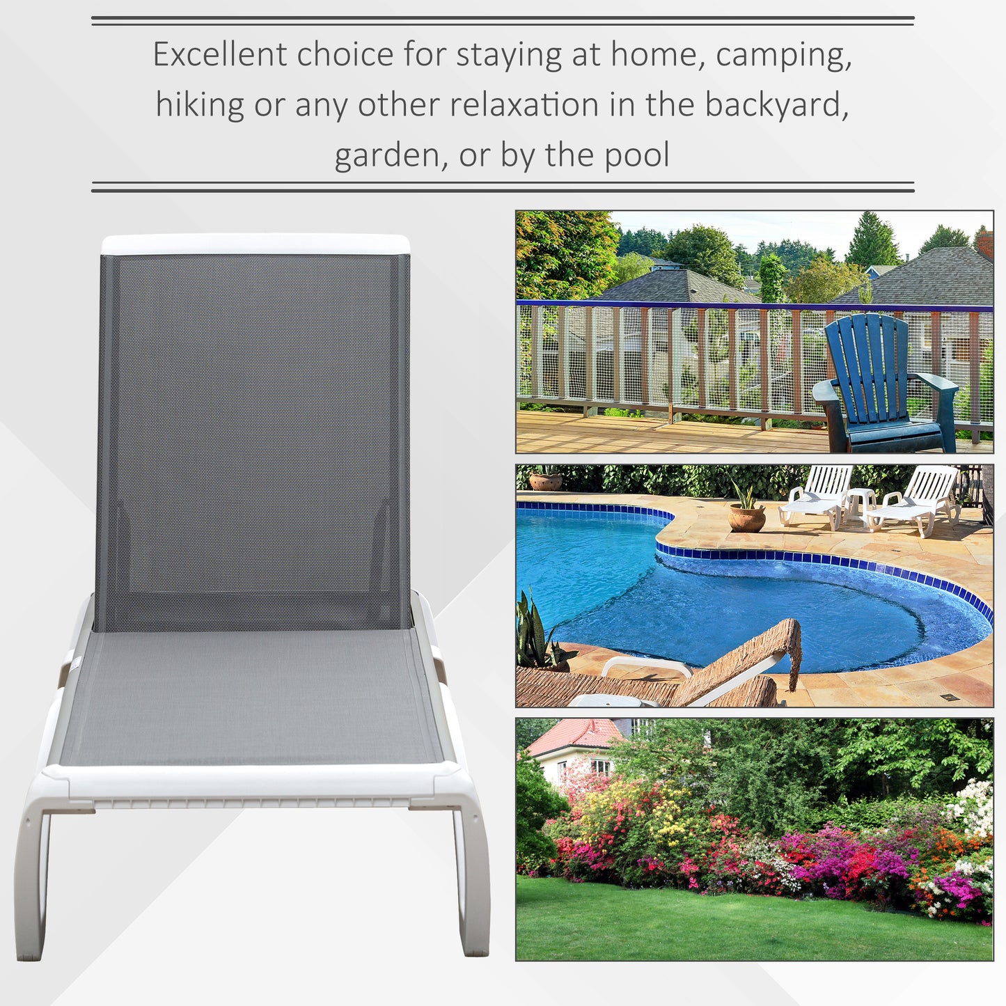 Aluminium Frame Sun Lounger, with Adjustable Back