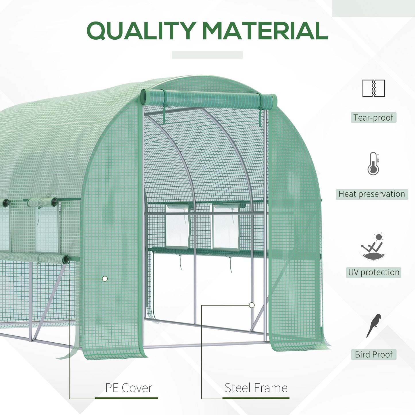 Walk-in Polytunnel Greenhouse Green House with Roll-up Sidewalls