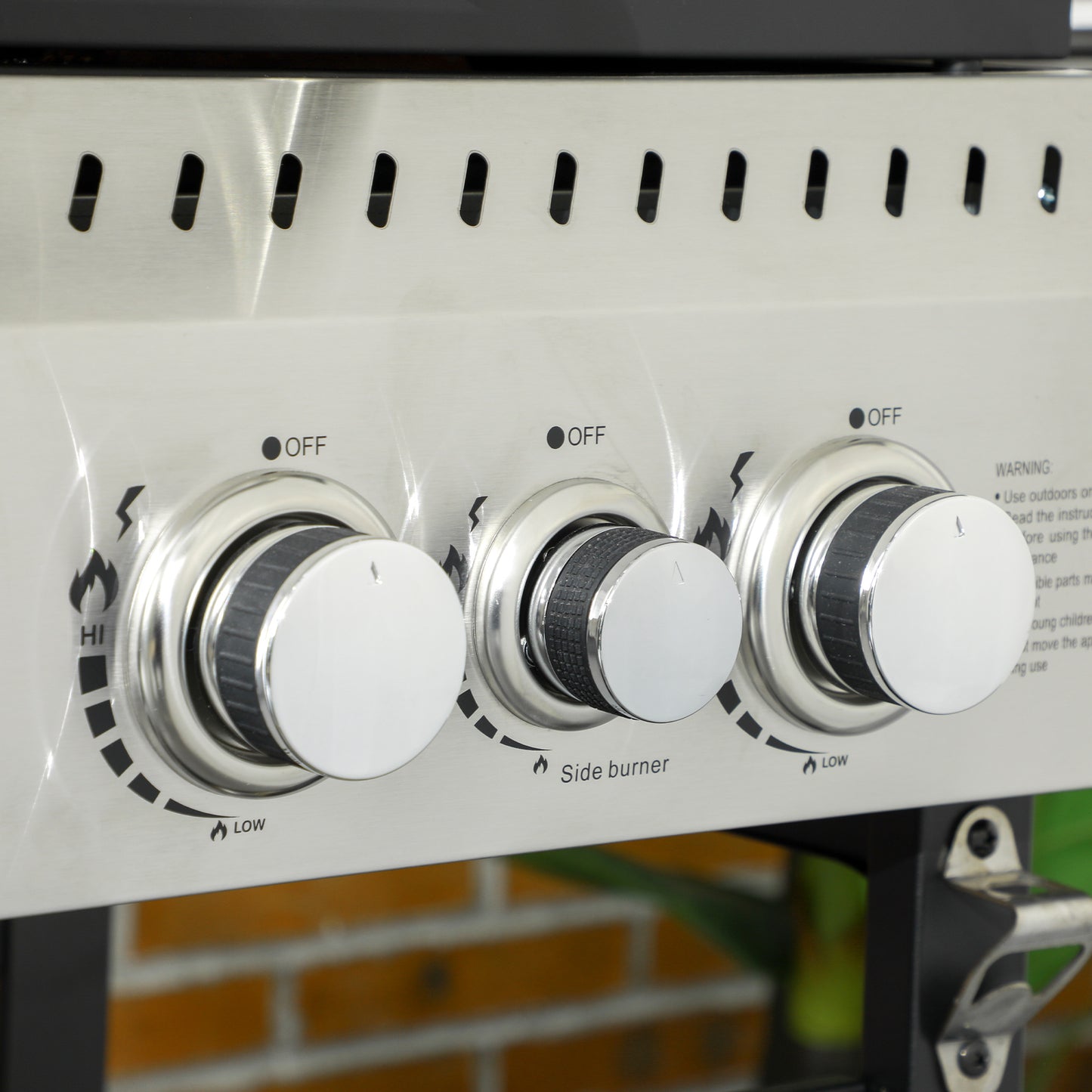 Five-Burner Steel Gas Grill, with Thermometer