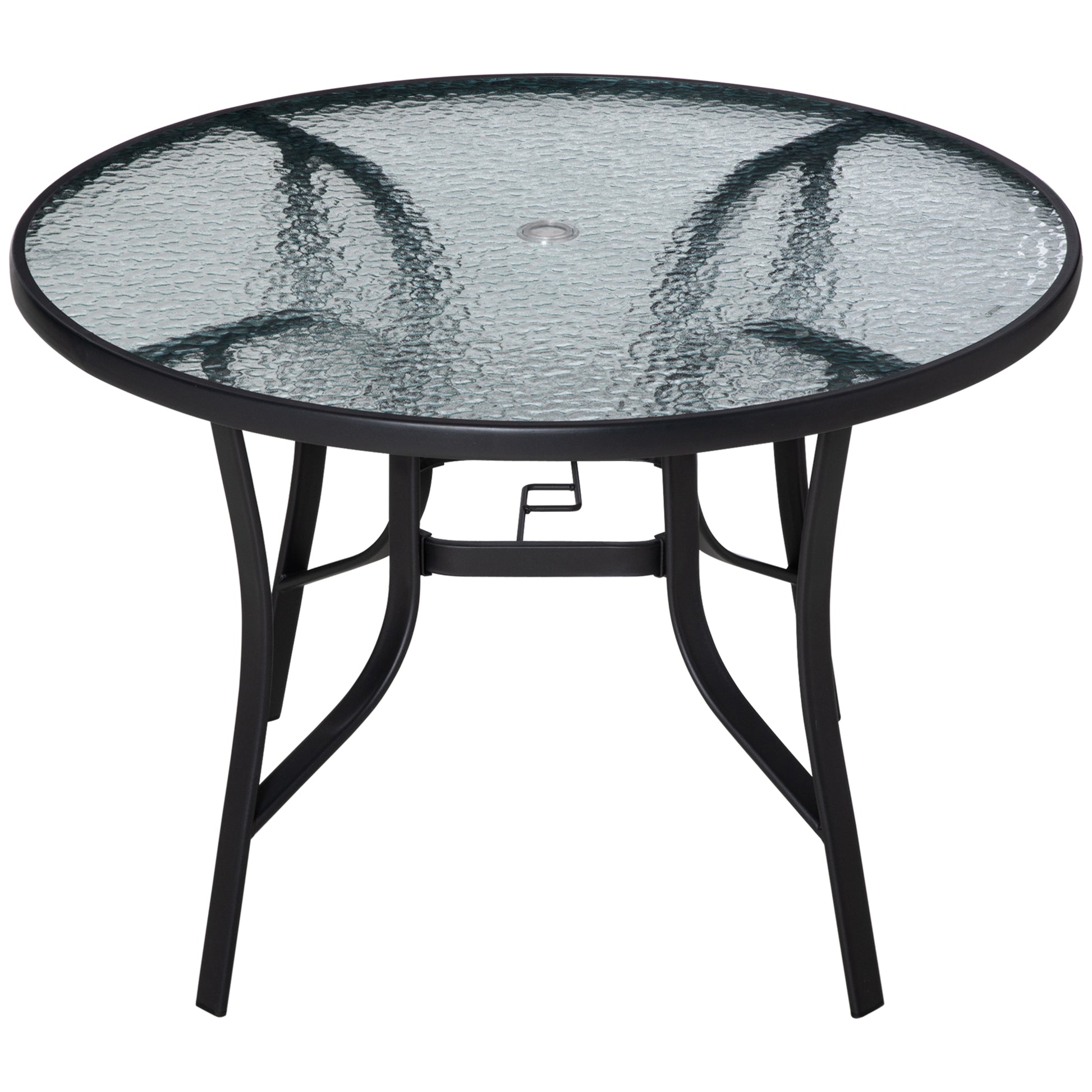 106cm Round Garden Dining Table with Parasol Hole