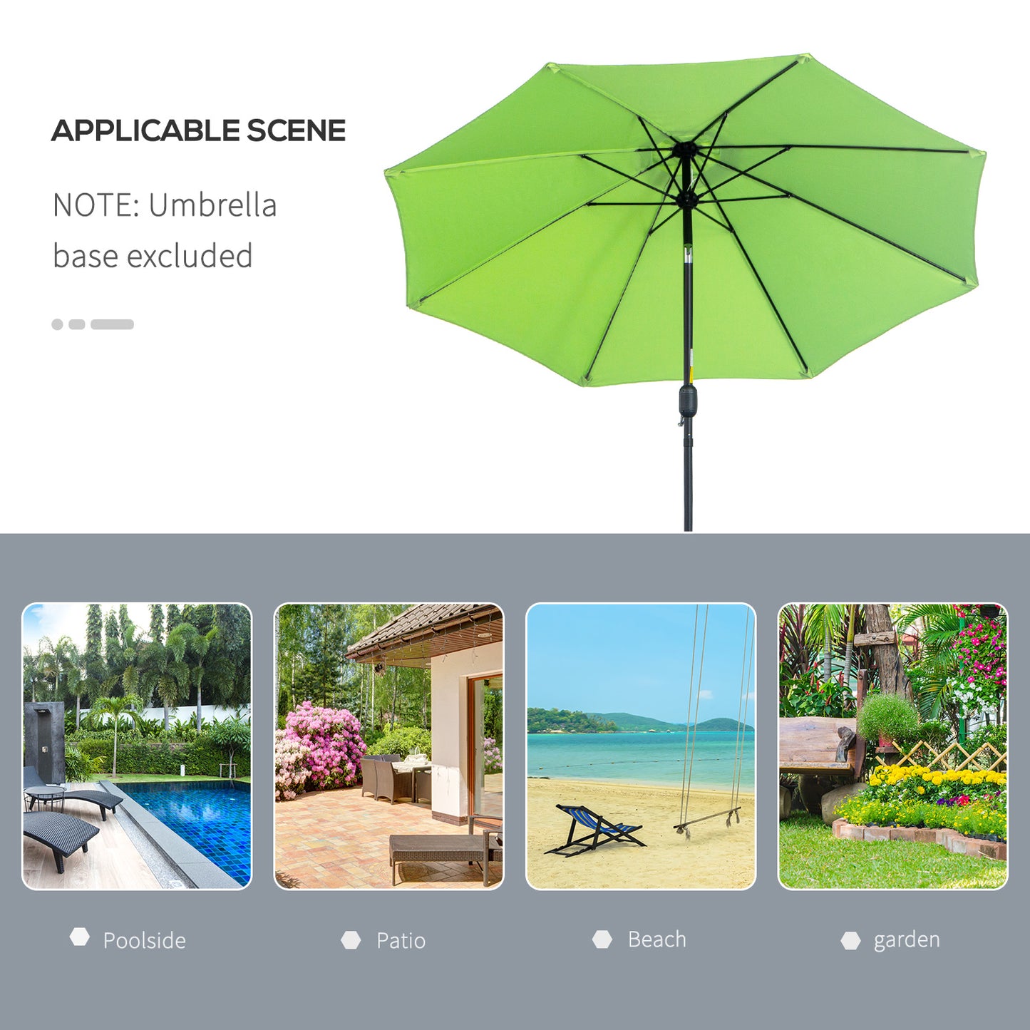 2.7M Garden Parasol Umbrella with Glass Fibre Ribs