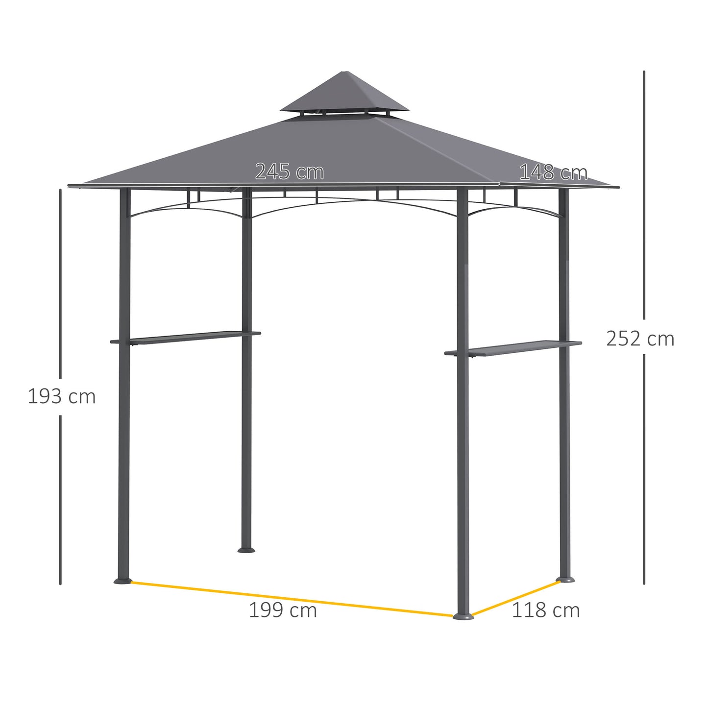 2.5M (8ft) New Double-Tier BBQ Gazebo Grill Canopy Barbecue Tent
