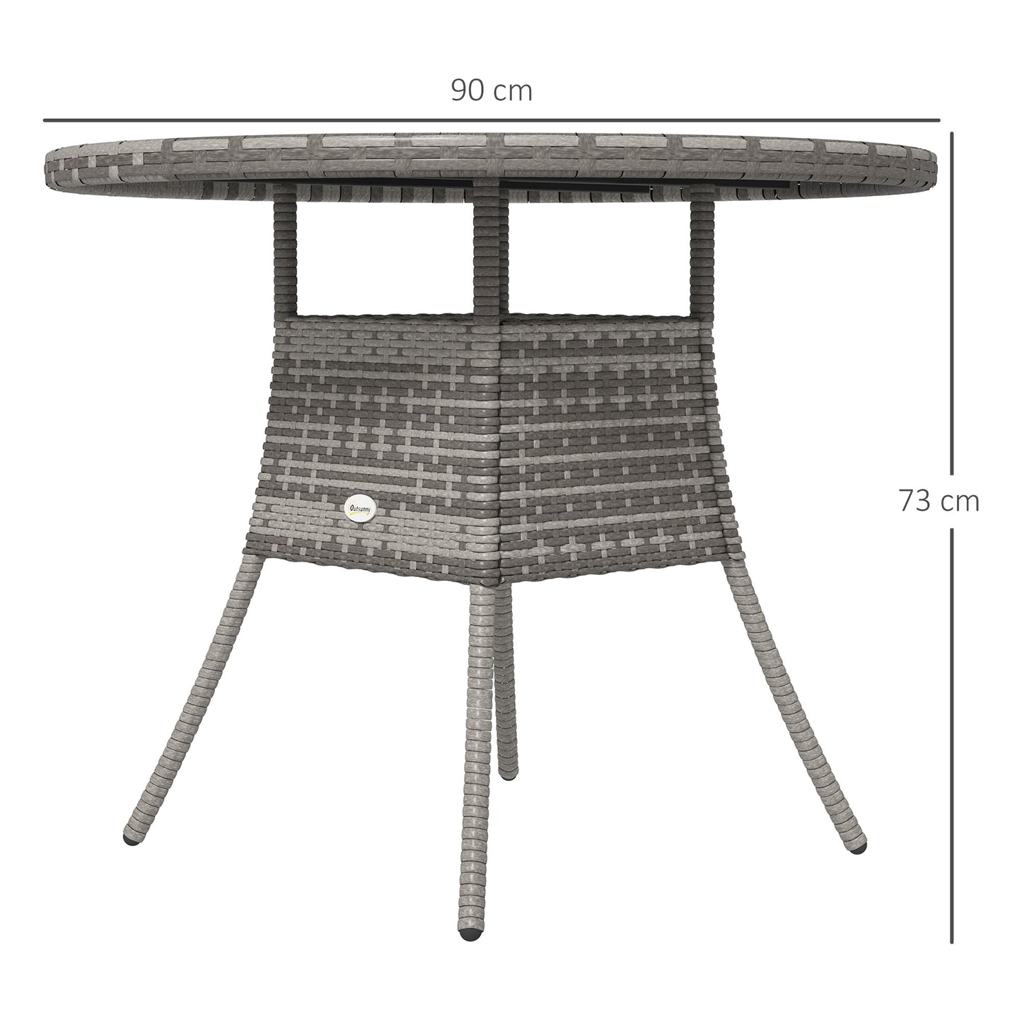 90 cm Wood-Effect Rattan Garden Table