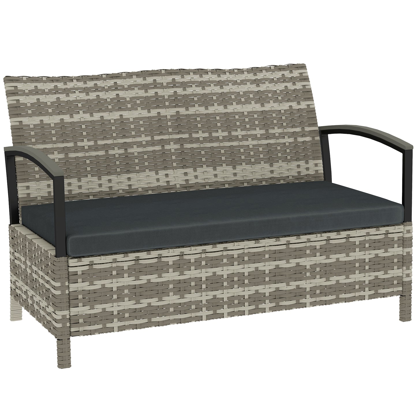 125L Garden Storage Bench, 2 Seater PE Rattan Outdoor Bench Storage