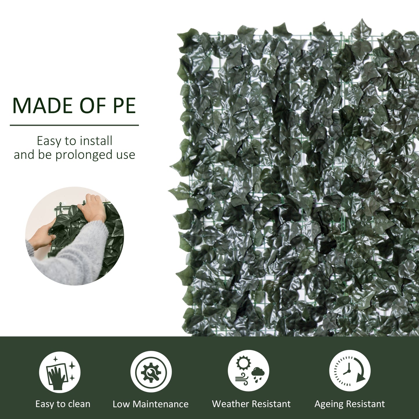 2-Piece Artificial Leaf Hedge Screen Privacy Fence Panel (2)
