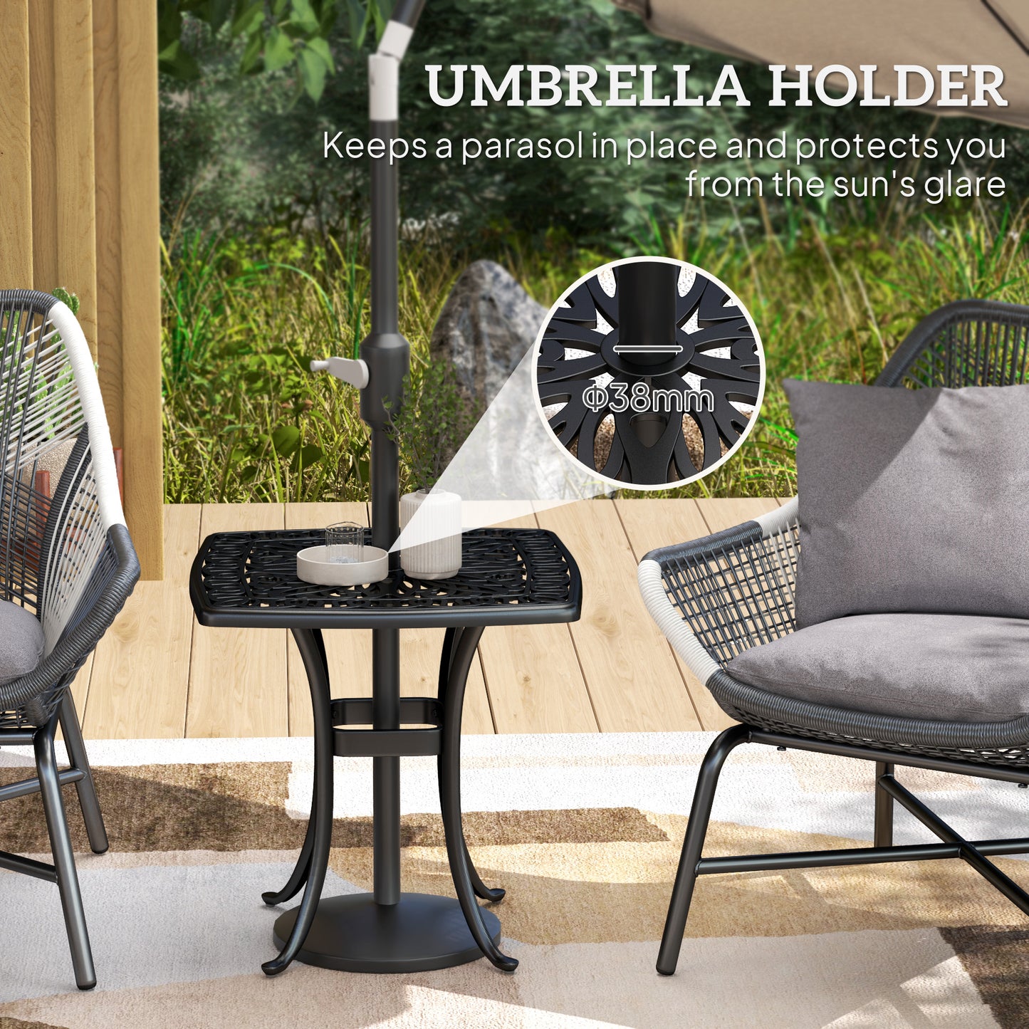 Outdoor Garden Table, Cast Aluminium Patio End Table (1)