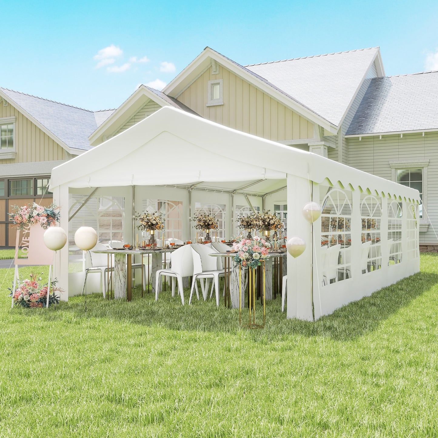 8m x 4m Garden Gazebo Marquee Wedding Shelter Level 4 Wind Protection