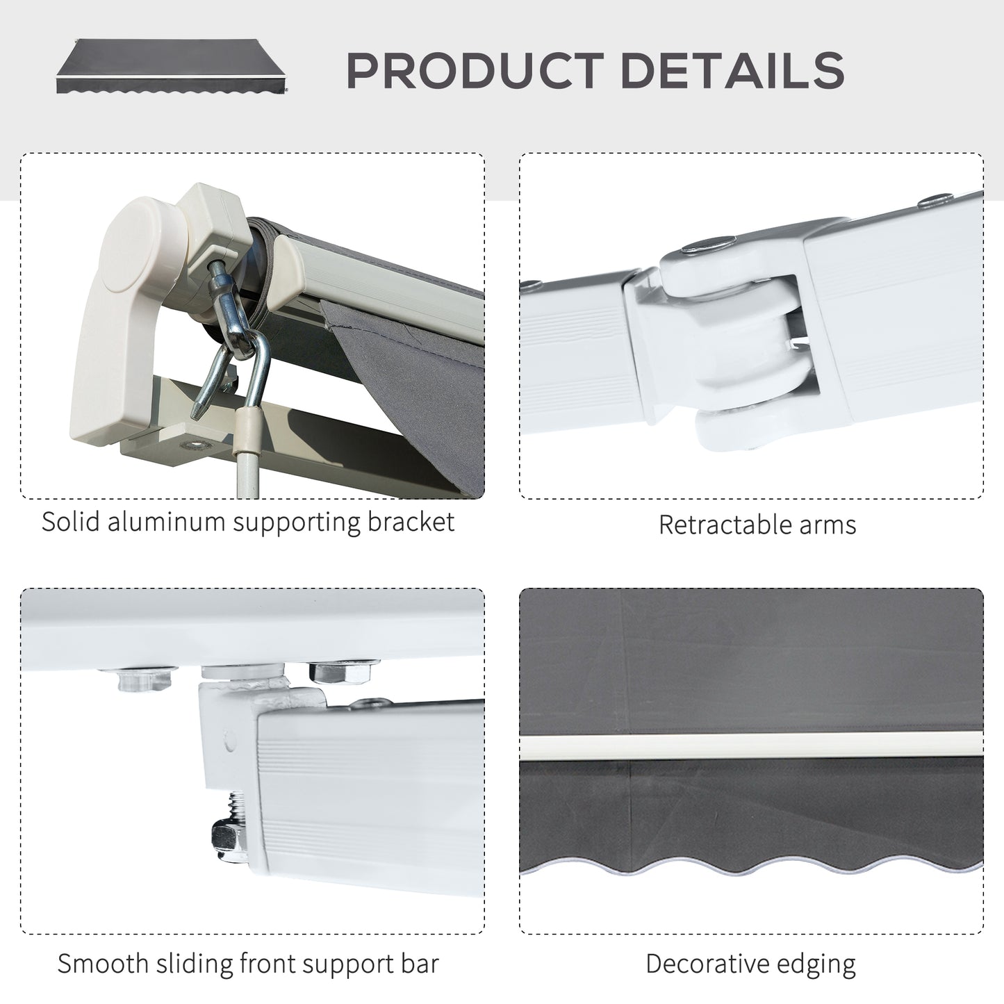 4x2.5m Manual Awning Window Door Sun Weather Shade w/ Handle