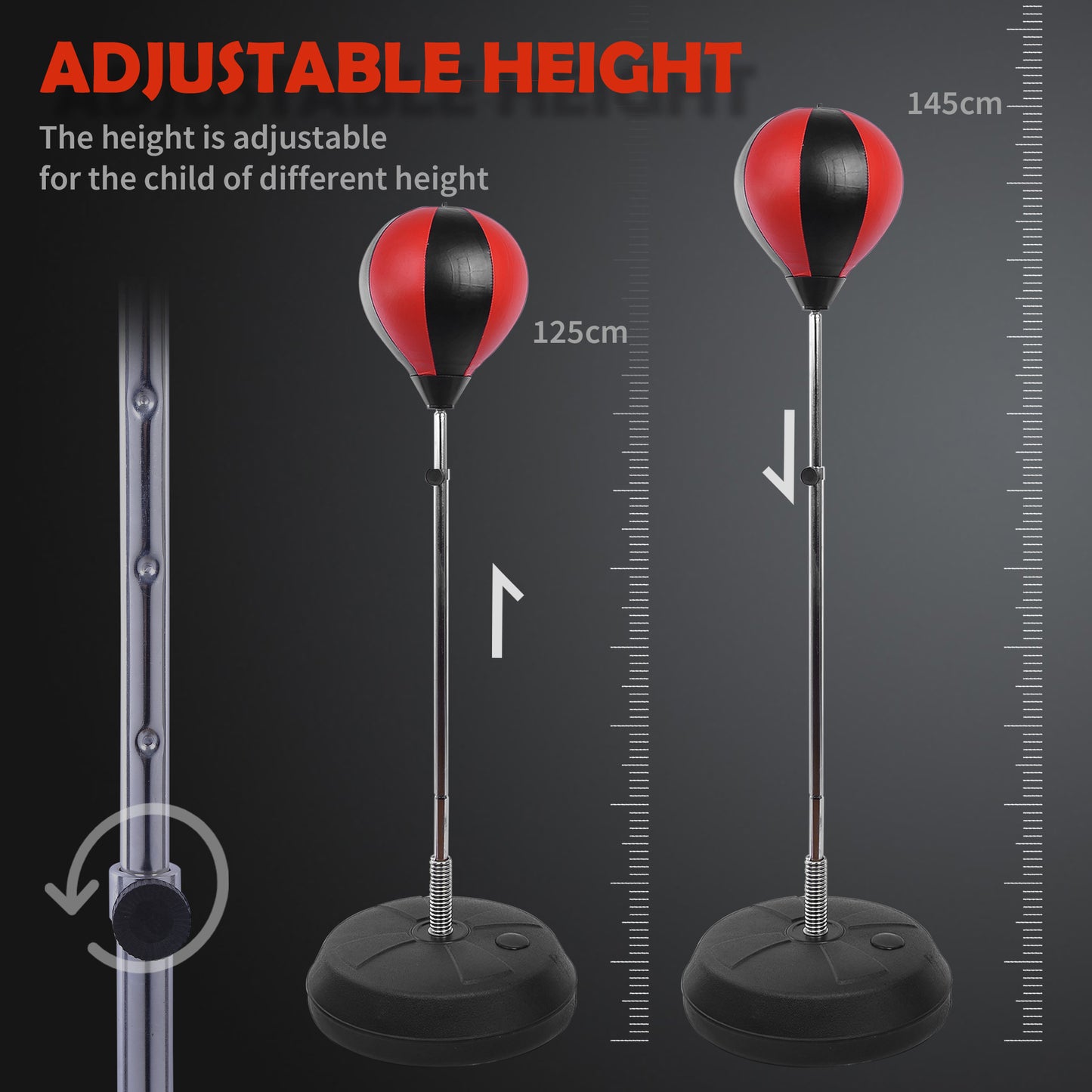 Punching Bag with Stand, 126-144 cm Height Adjustable Boxing Set