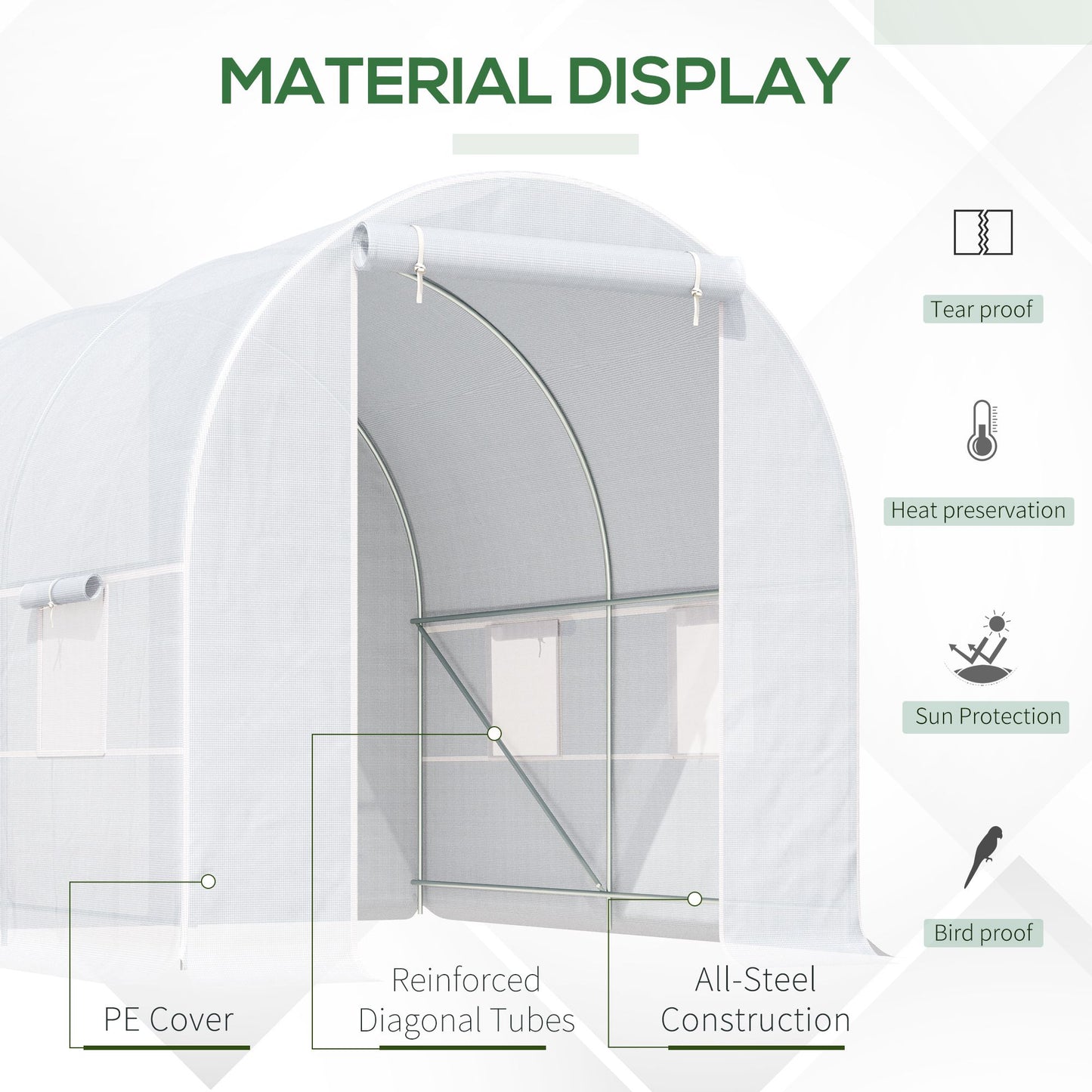 2.5 x 2 x 2 m Polytunnel Greenhouse