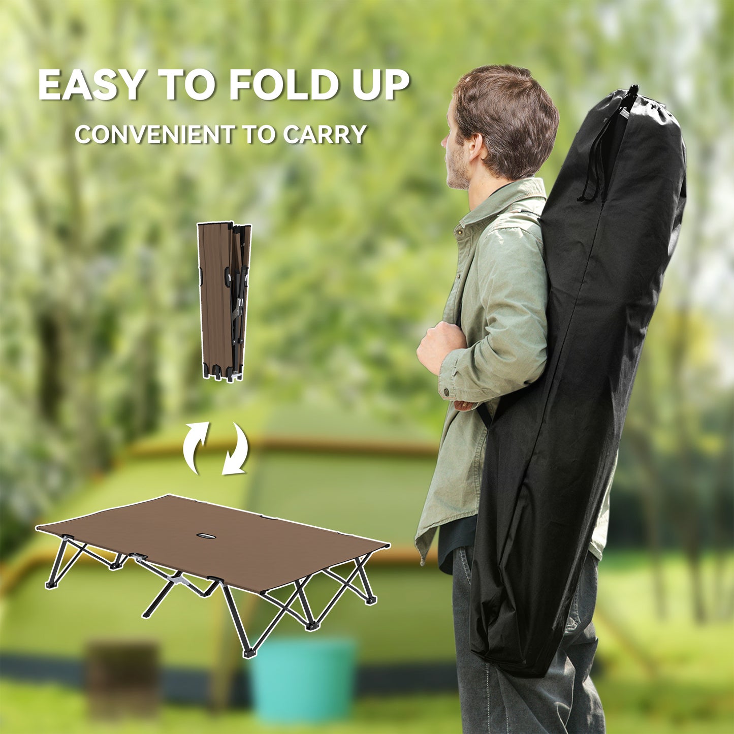 Double Camping Cot Bed, with Bag