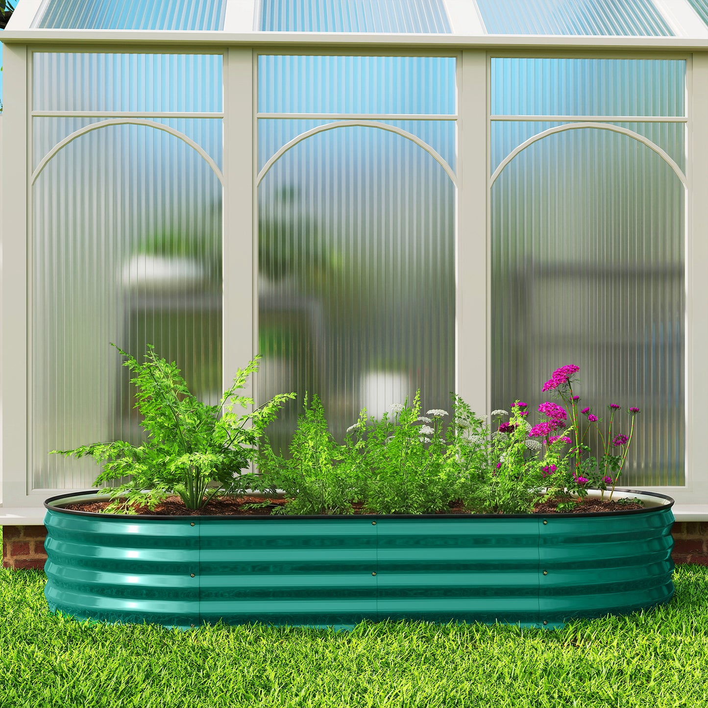 Galvanised Raised Garden Bed, Metal Planter Box with Safety Edging (8)