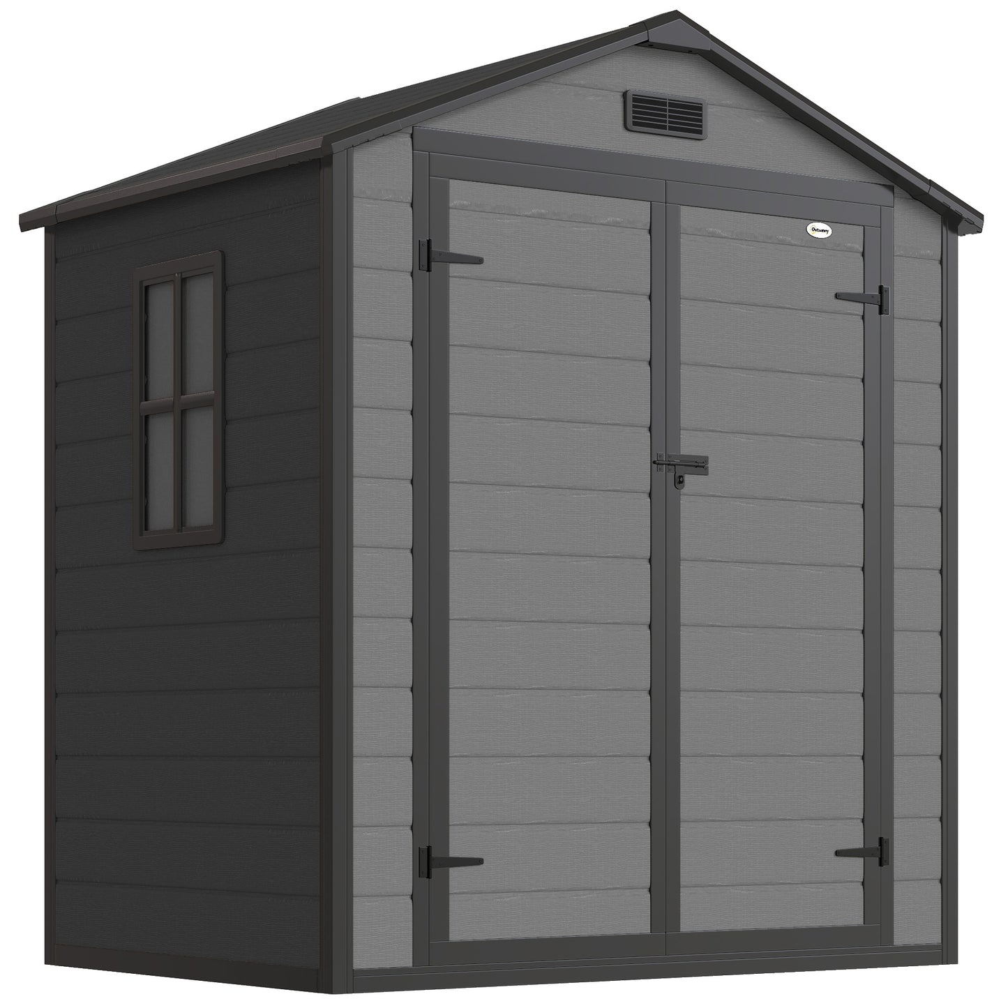 6'x4.5' Garden Storage Shed, Lockable Garden Shed with Double Doors