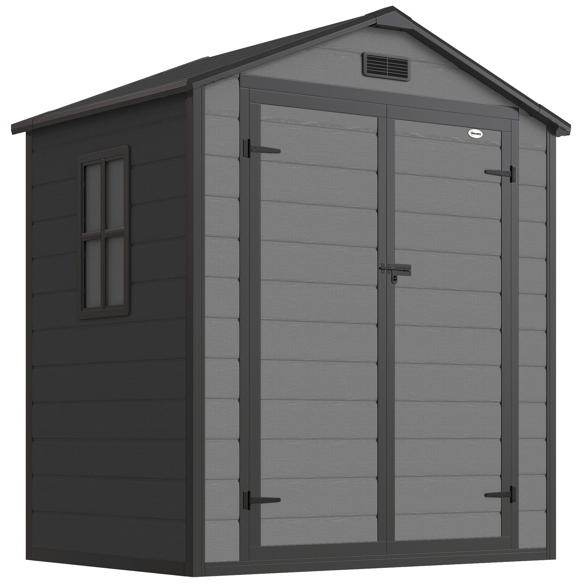 6'x4.5' Garden Storage Shed, Lockable Garden Shed with Double Doors