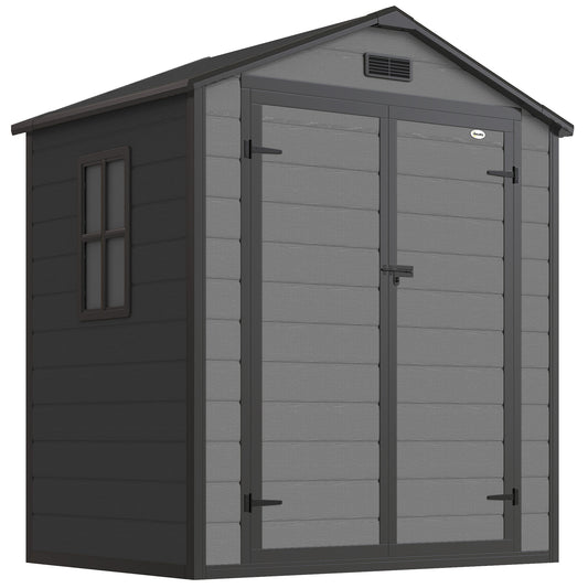 6'x4.5' Garden Storage Shed, Lockable Garden Shed with Double Doors