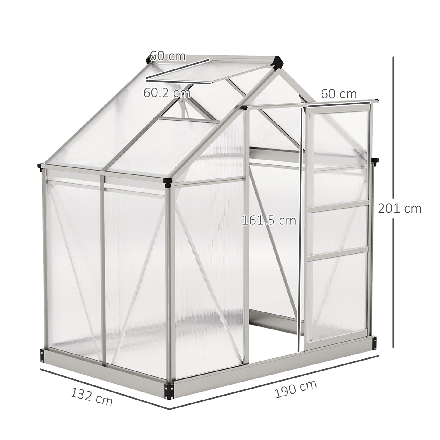 Polycarbonate Greenhouse, Large Walk-In Green House with Slide Door