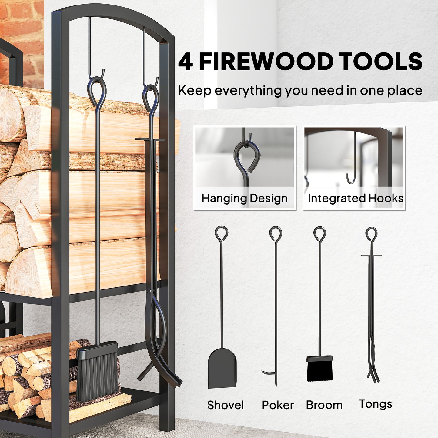Metal Firewood Log Holder 2 Layer Firewood Rack Indoor Outdoor