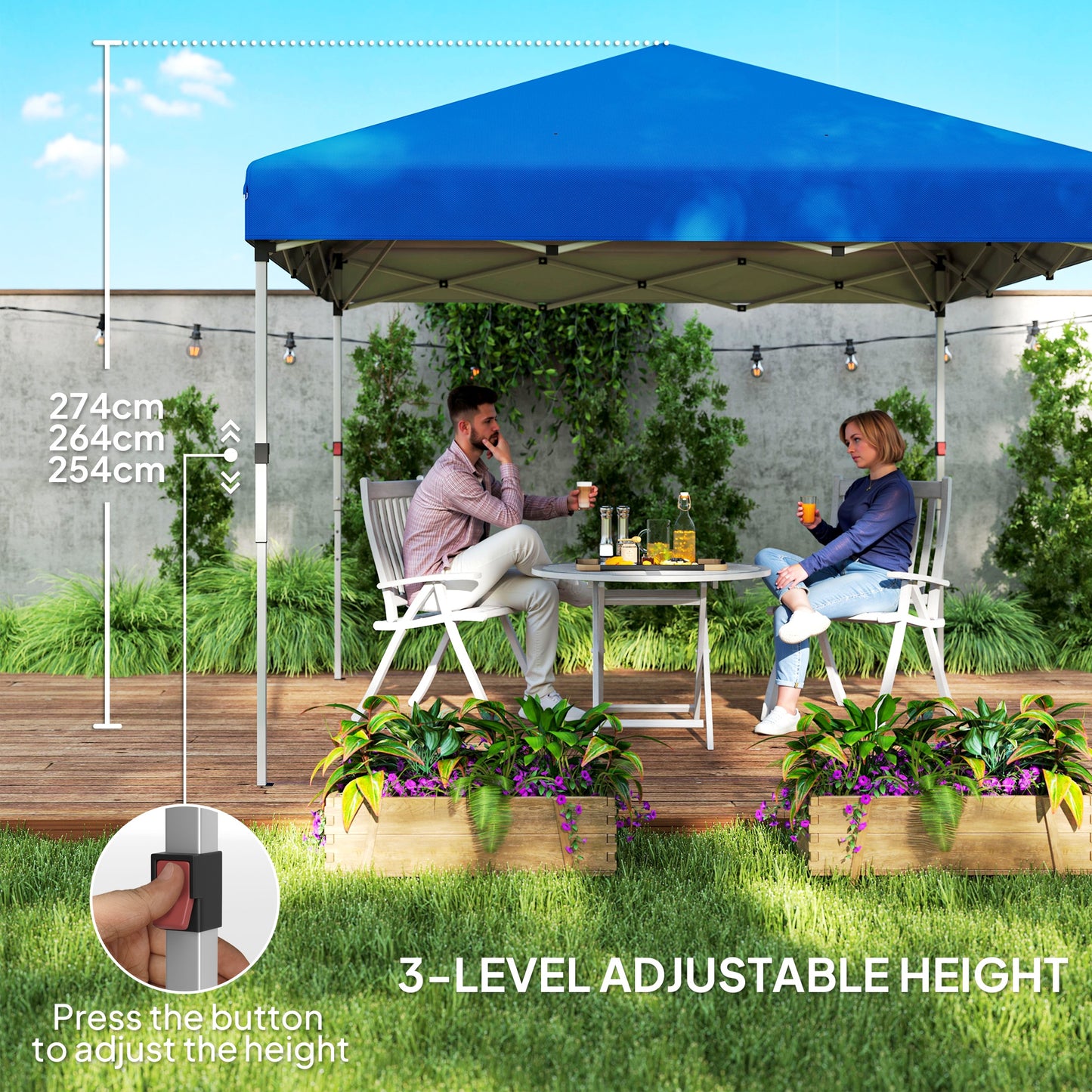 3 x 3 (M) Pop Up Gazebo, UPF 30+ with 2 Sidewalls