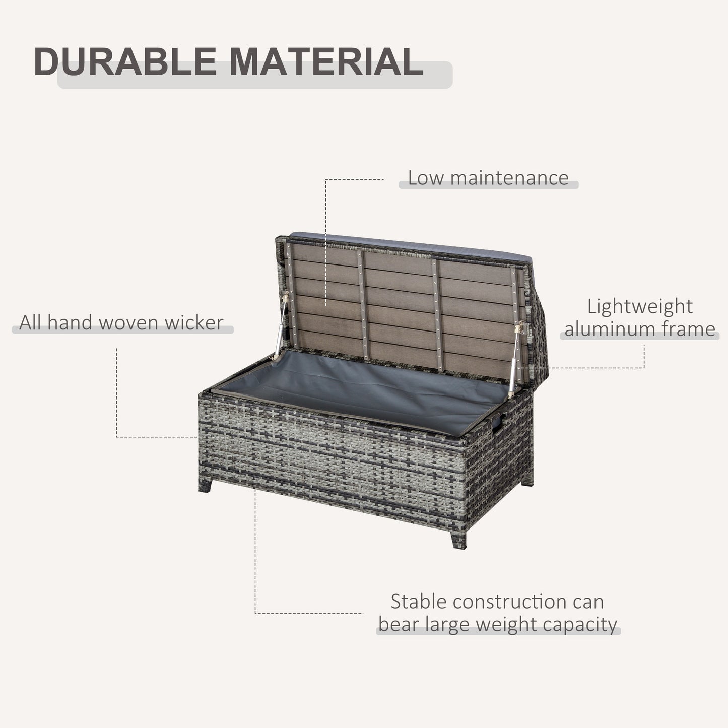 130 L Rattan Garden Storage Box, with Seat