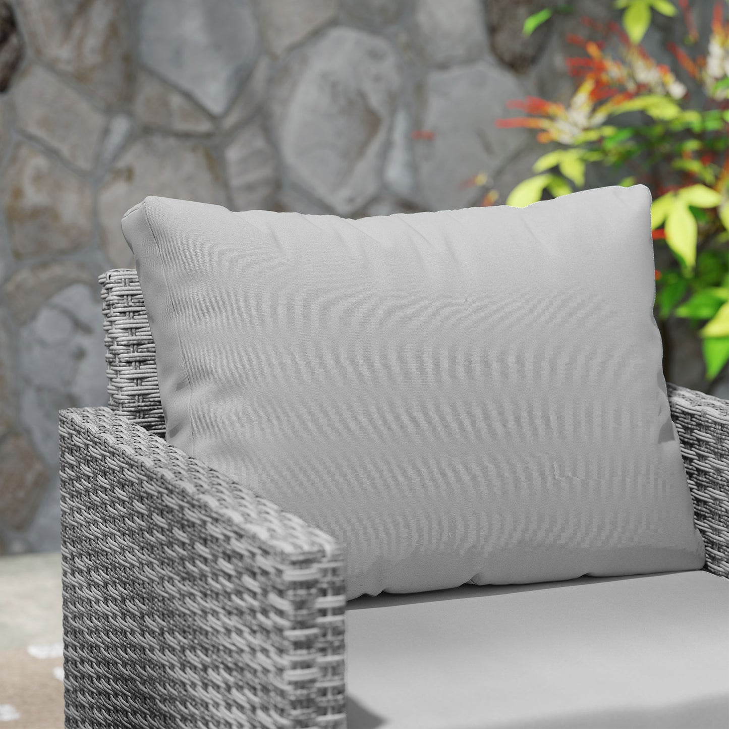3 Pieces Rattan Bistro Set with 4 Cushions