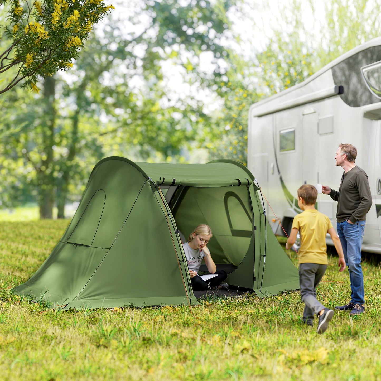 3 Man Camping Tent with Living Area and 2 Bedrooms (1)