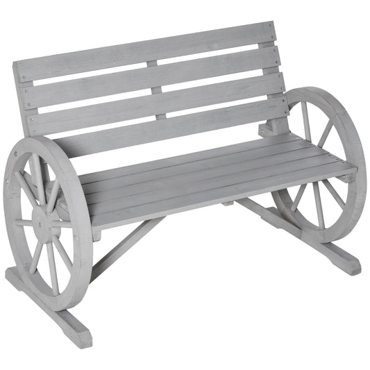 Wooden Cart Wagon Wheel 2 Seater Garden Bench Outdoor Garden