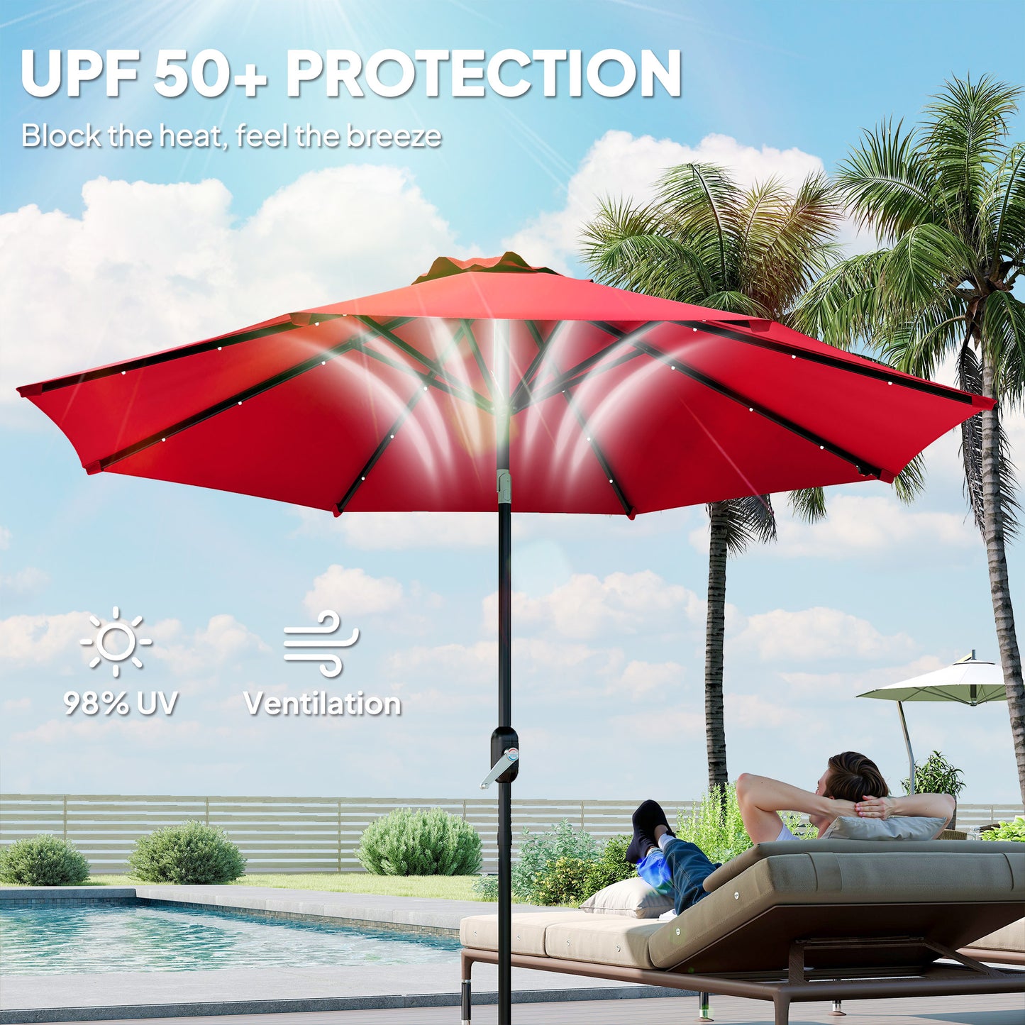 3 m Replacement Parasol Canopy with Top Vent