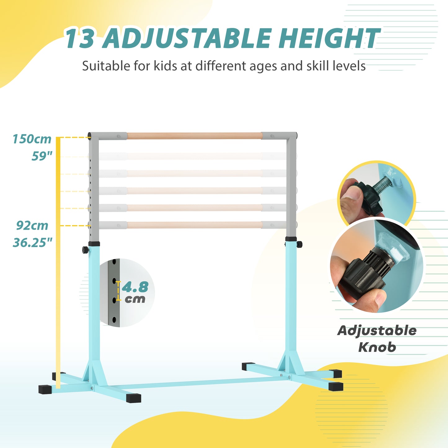 Height Adjustable Gymnastics Horizontal Bar for Kids (2)