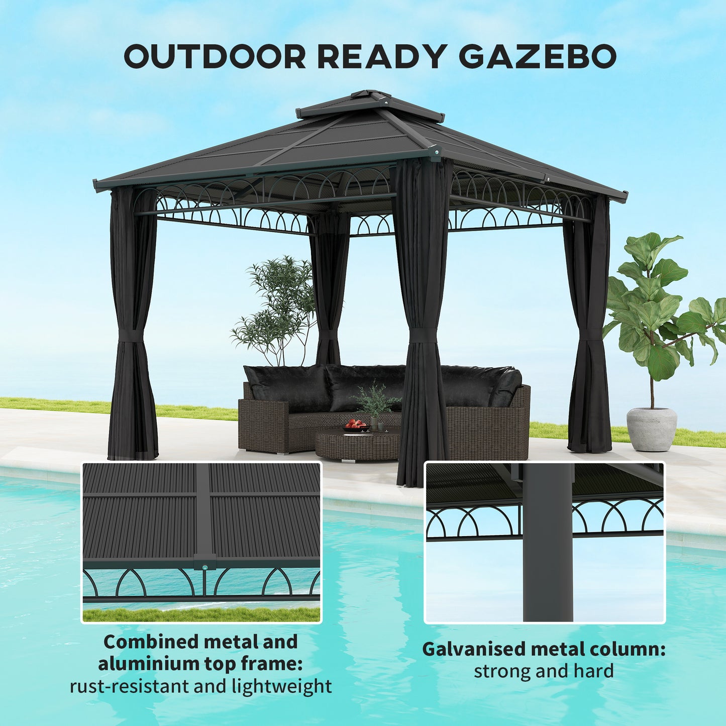 3 x 3 (m) Outdoor Polycarbonate Gazebo