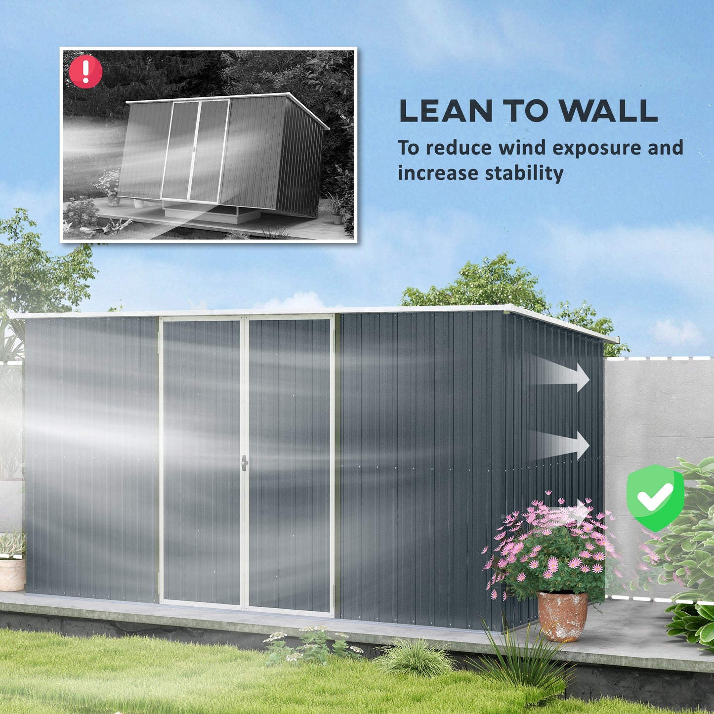 11 x 5.6ft Galvanised Steel Garden Shed, Metal Shed