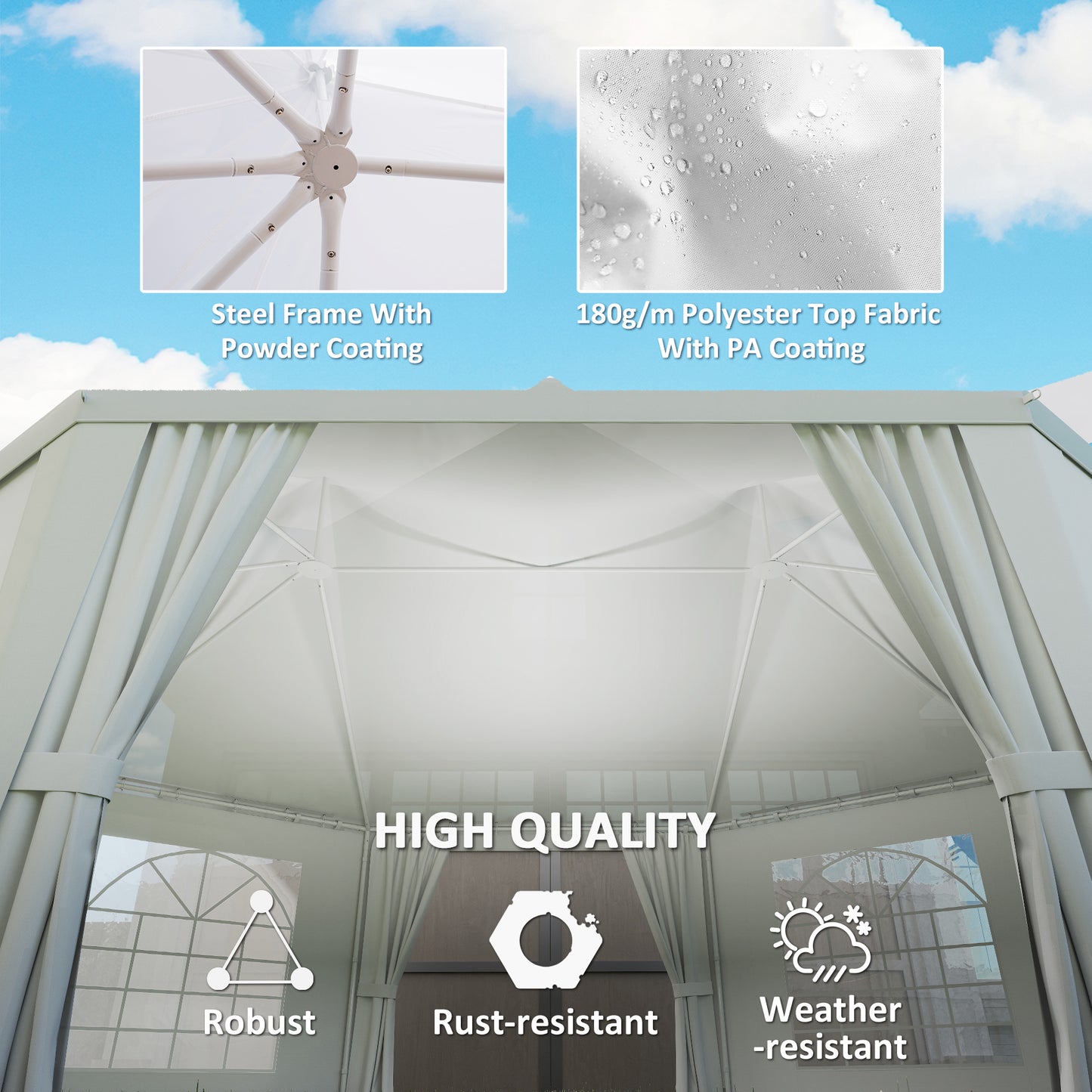6.8 x 5m Octagonal Marquee Gazebo