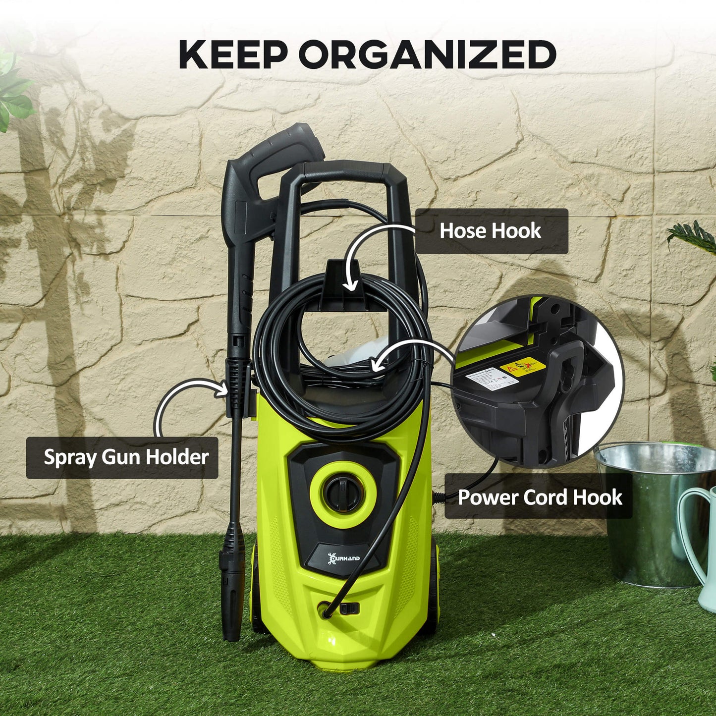 1800W High Pressure Washer, 150 Bar Pressure, 510 L/h Flow