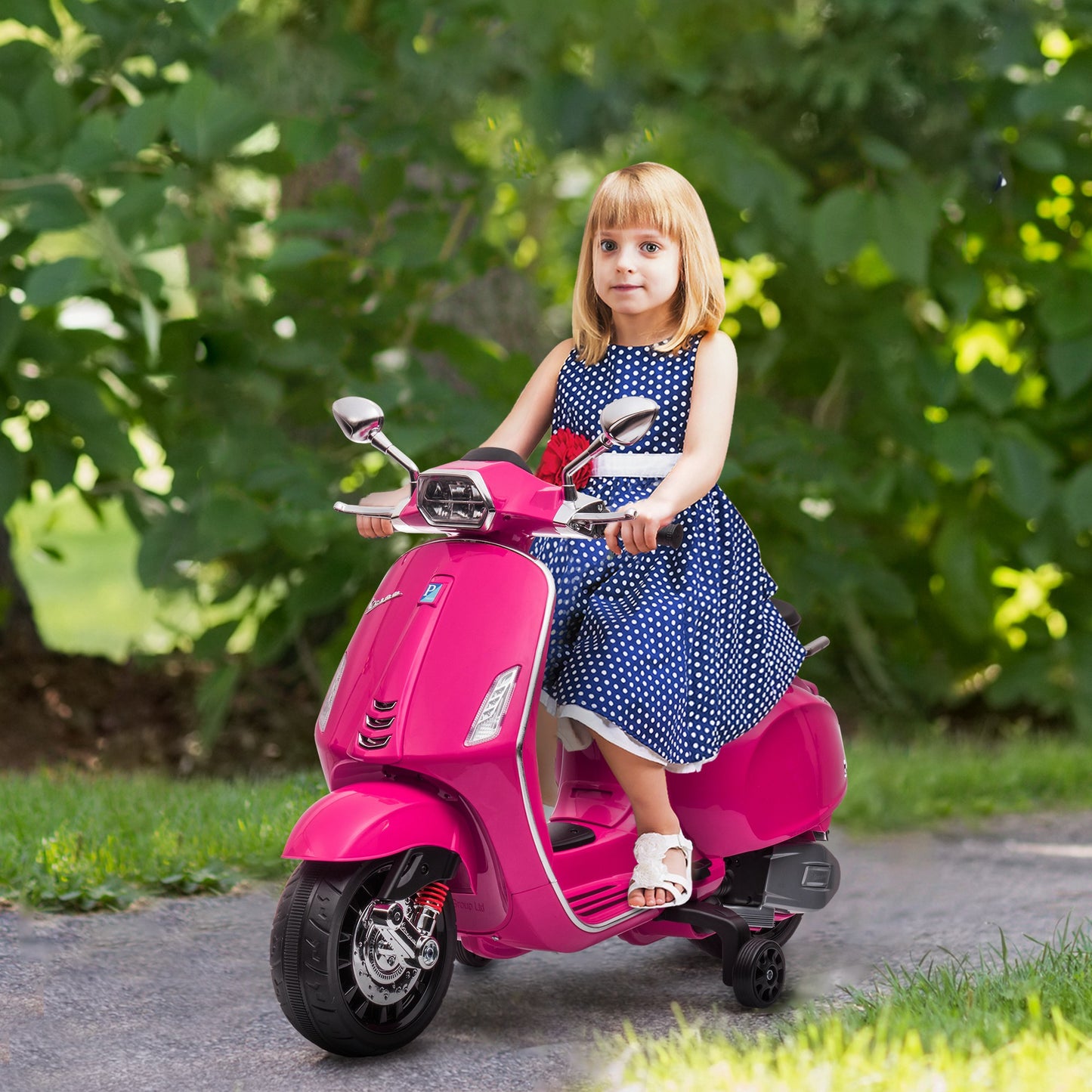 12V Vespa Licensed Kids Electric Motorbike w/ Music, Headlights