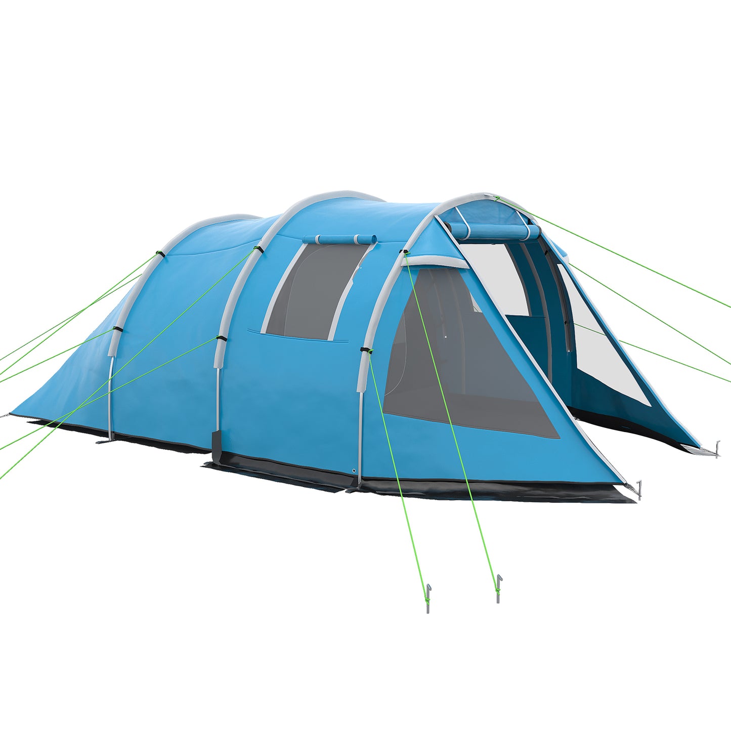 3-4 Man Tunnel Tent, Two Room Camping Tent with Windows