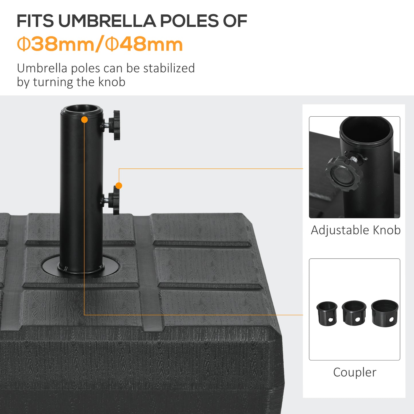 40kg Square Umbrella Parasol Base with Wood Effect