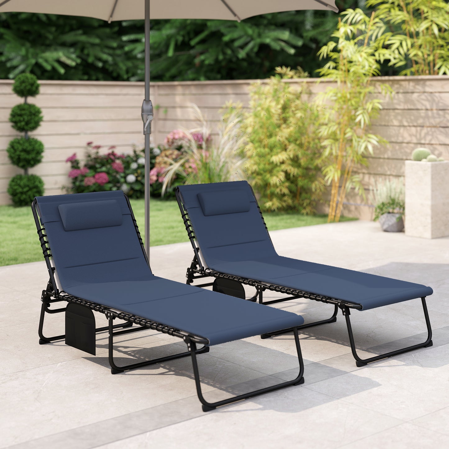 Set of Two Reclining Sun Loungers (7)