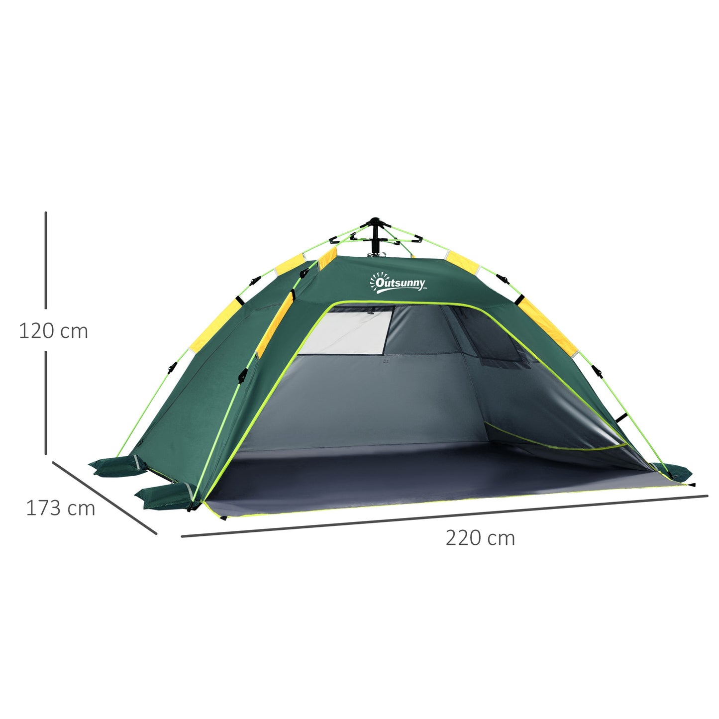 Beach Tent for 1-2 Person Pop-up Design with 2 Mesh Windows & 2 Doors