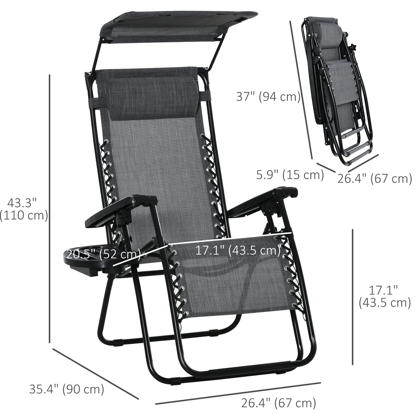 Foldable Reclining Garden Chair with Headrest