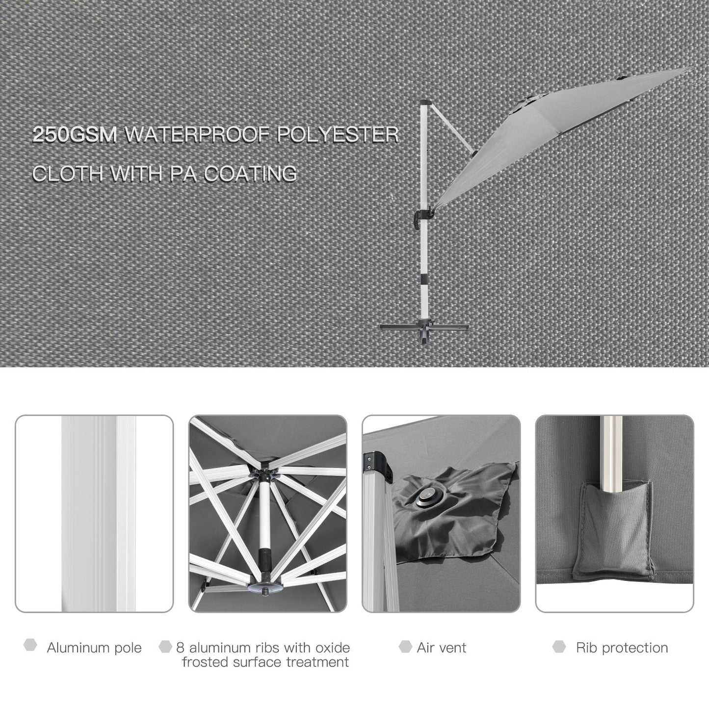 3 x 3(m) Cantilever Roma Parasol