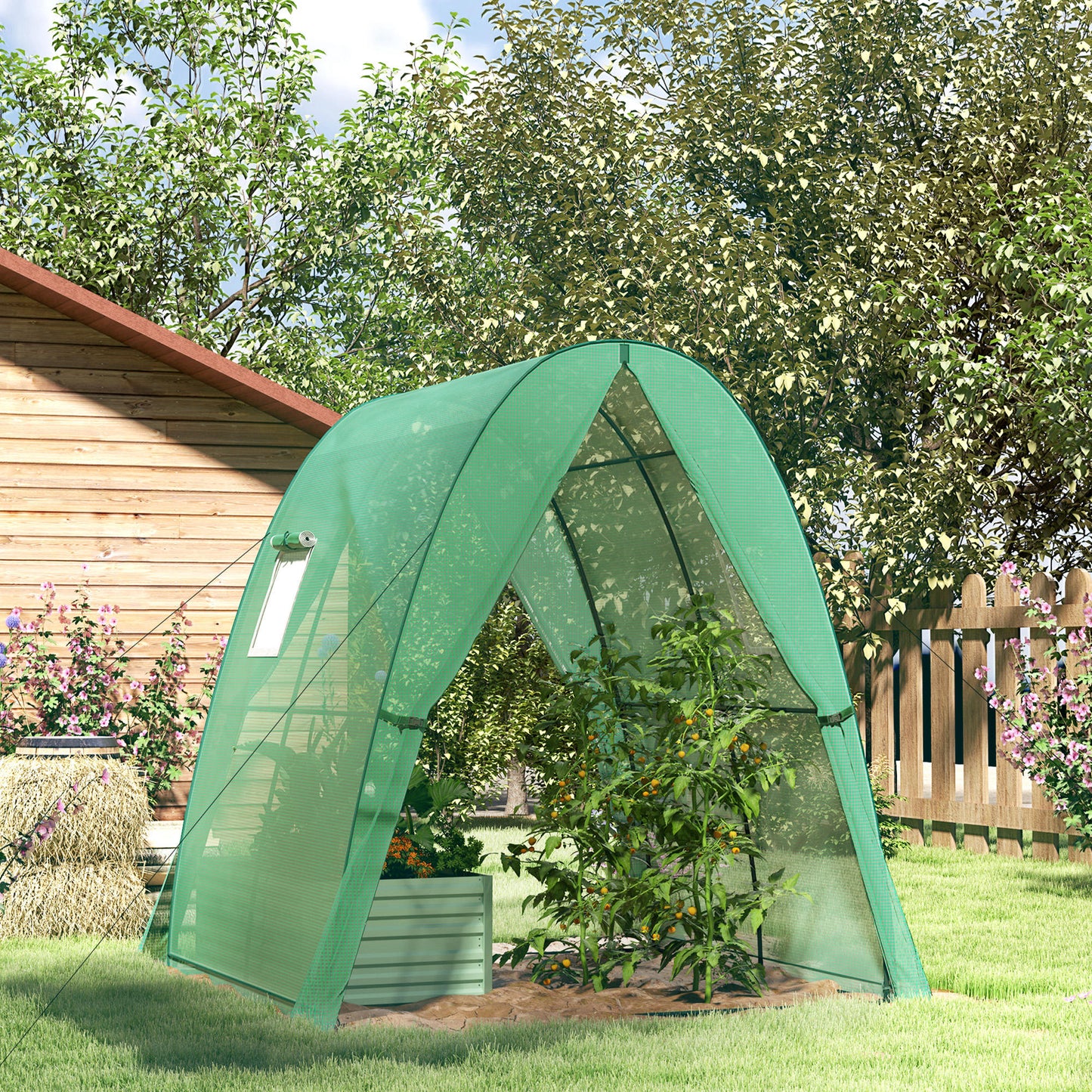 Polytunnel Greenhouse with Sandbags