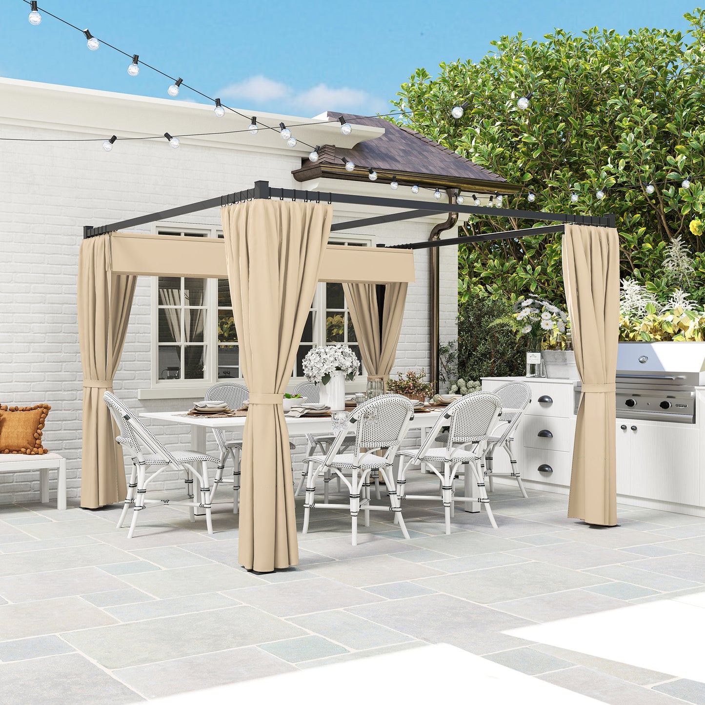 3 x 3m Retractable Roof Pergola, with Curtains
