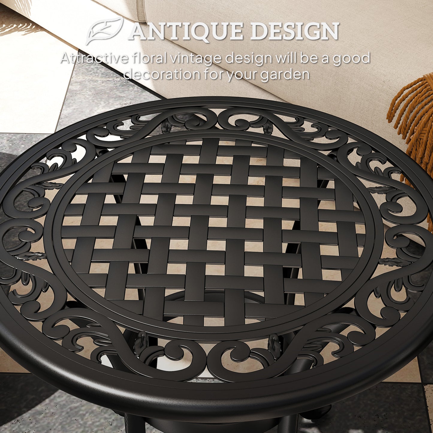 Outdoor Garden Table, Cast Aluminium Patio End Table