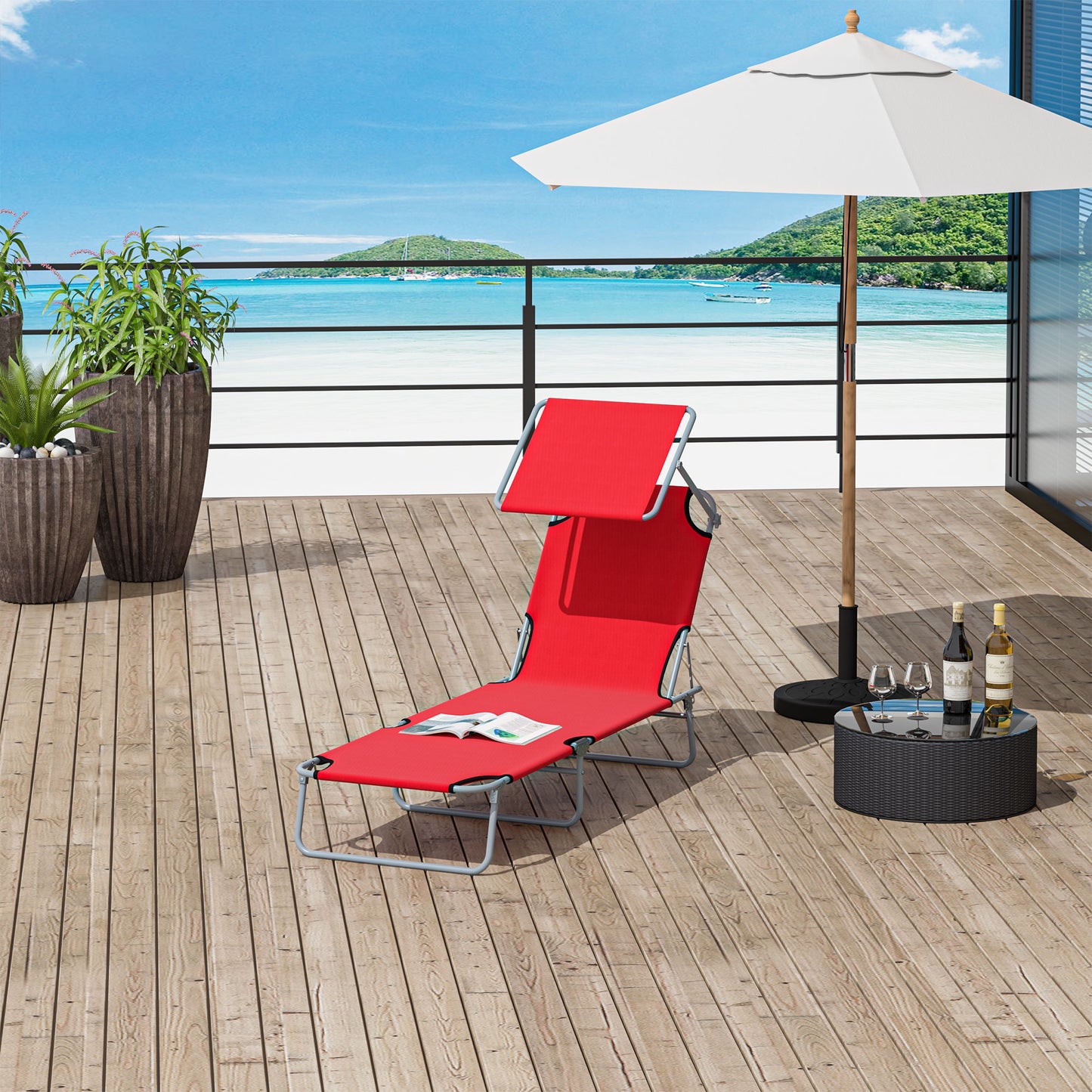 Folding Sun Lounger, Lounge Chairs Reclining Sleeping Bed